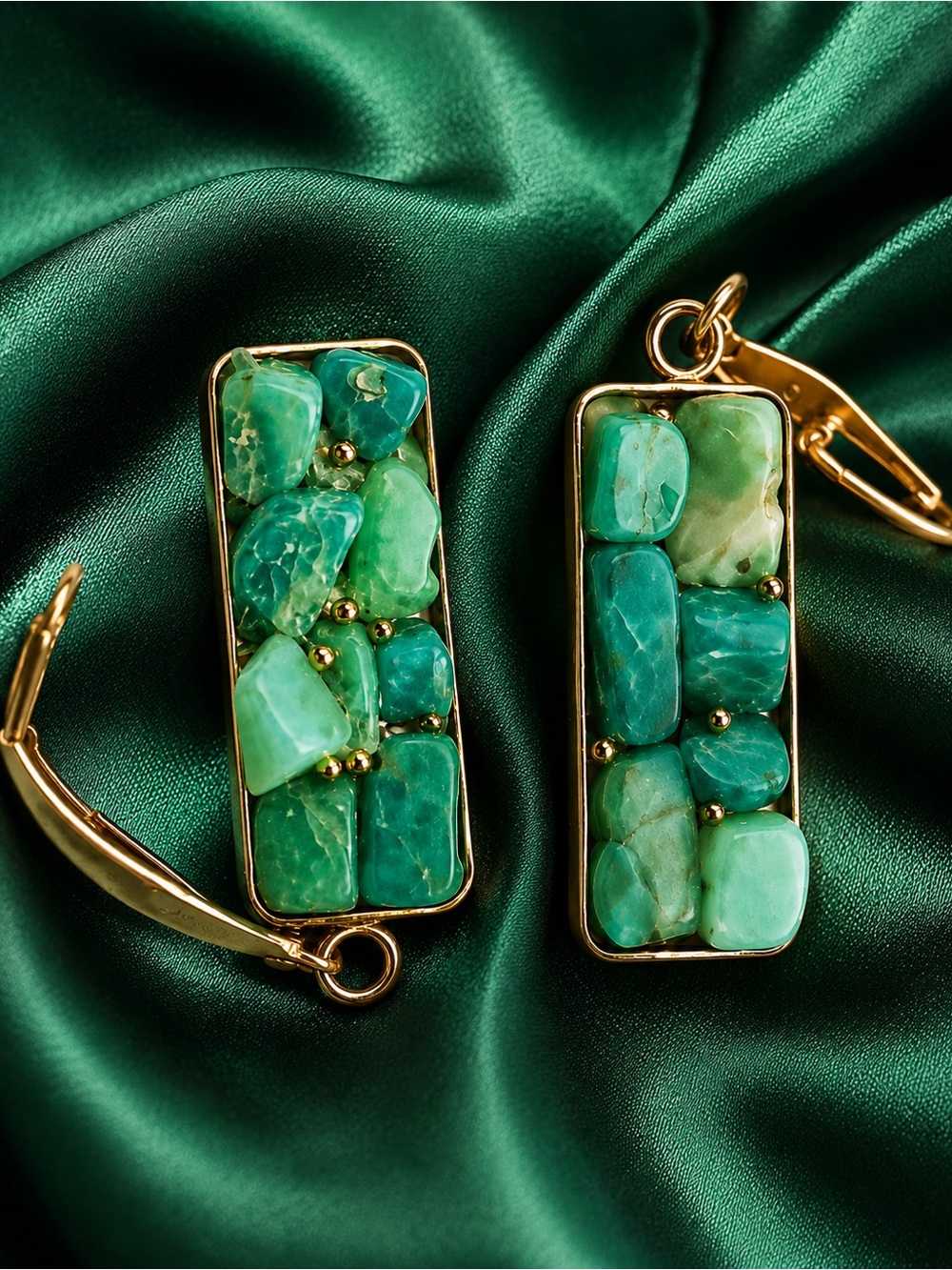 Green Amazonite Earrings Handmade Gemstone Dangle Boho Gift